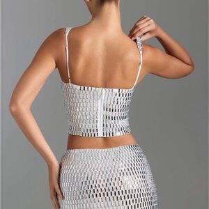 Silver Metallic Crop Top and Skirt Set